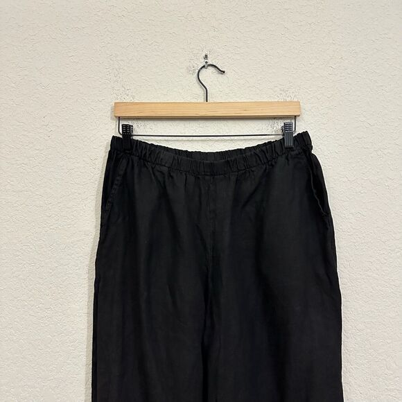 MATCH POINT Linen Basic Pull-On Capri Pants in Black #LP20 Lagenlook - Picture 3 of 12